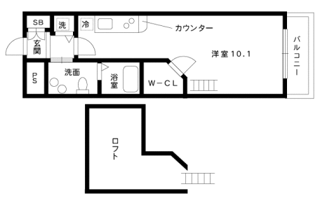 1m（芦屋・間取）ワコーレヴィアノ芦屋三条Bタイプ